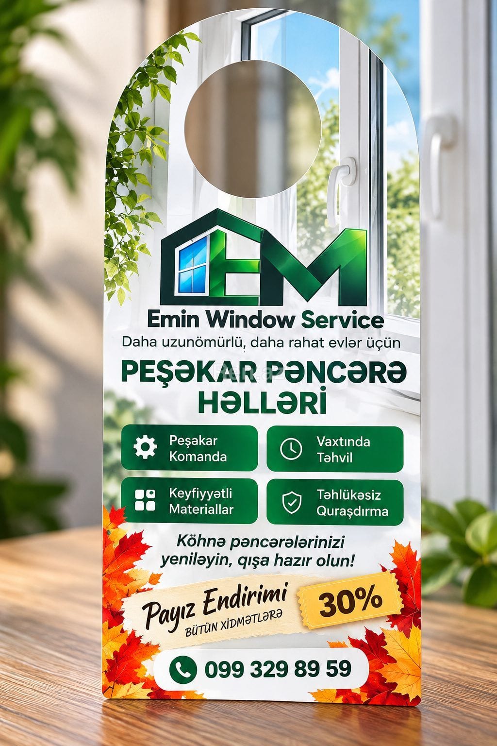 🍂 Payız gəldi, pəncərənizi Emin Window Service ilə yeniləyin! 🪟