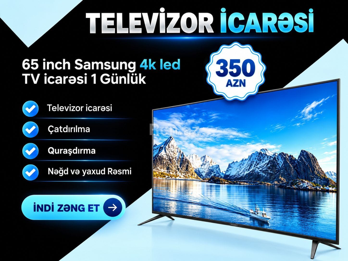 Samsung 65 Inch 4K Smart QLED TV İcarəs