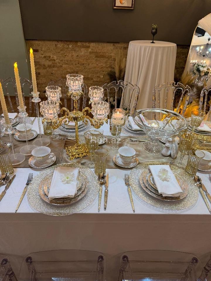 👑 Premium Gold Set (Şəffaf Oturacaqlar ilə)